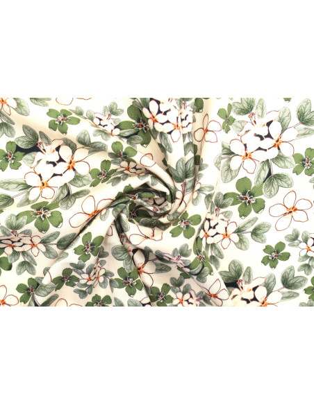 Tissu Gabardine Viscose Imprimé Fleur Lysie Vert de Qualité, Tissu au mètre, Tissu pas cher - Alltissus.com