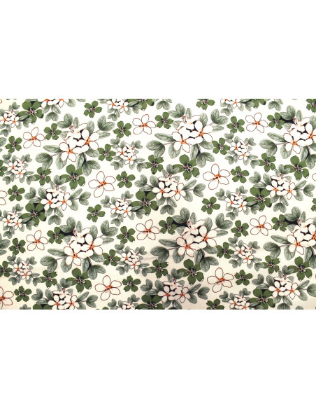 Tissu Gabardine Viscose Imprimé Fleur Lysie Vert de Qualité, Tissu au mètre, Tissu pas cher - Alltissus.com