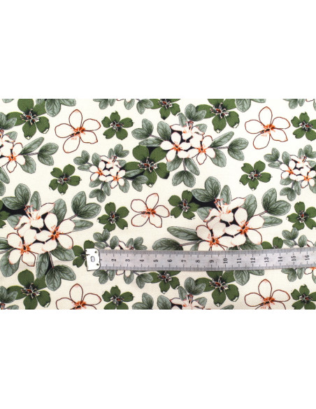 Tissu Gabardine Viscose Imprimé Fleur Lysie Vert de Qualité, Tissu au mètre, Tissu pas cher - Alltissus.com