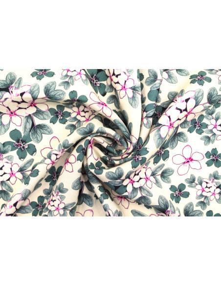 Tissu Gabardine Viscose Imprimé Fleur Lysie Pétrole de Qualité, Tissu au mètre, Tissu pas cher - Alltissus.com
