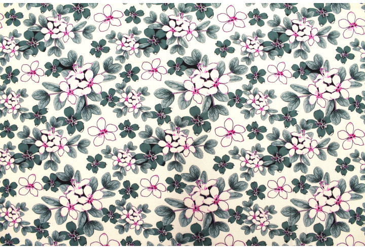 Tissu Gabardine Viscose Imprimé Fleur Lysie Pétrole de Qualité, Tissu au mètre, Tissu pas cher - Alltissus.com