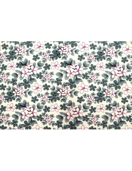 Tissu Gabardine Viscose Imprimé Fleur Lysie Pétrole de Qualité, Tissu au mètre, Tissu pas cher - Alltissus.com