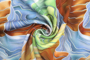 Tissu Gabardine Viscose Imprimé Séïsme Anis et Bleu de Qualité, Tissu au mètre, Tissu pas cher - Alltissus.com