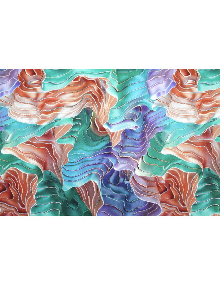 Tissu Gabardine Viscose Imprimé Séïsme Vert et Violet de Qualité, Tissu au mètre, Tissu pas cher - Alltissus.com