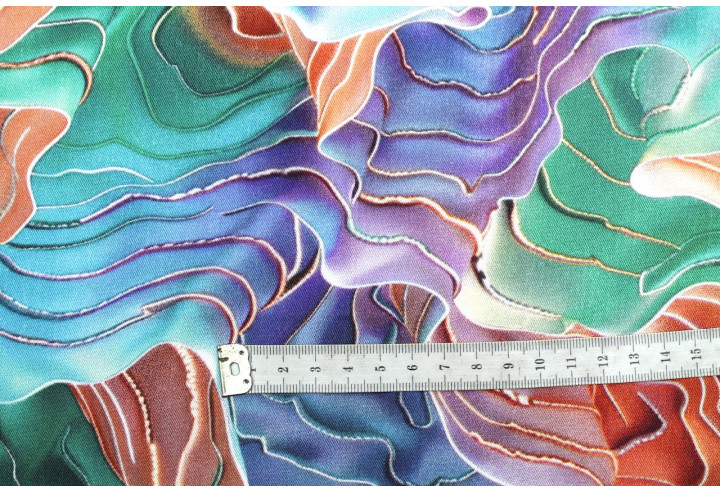 Tissu Gabardine Viscose Imprimé Séïsme Vert et Violet de Qualité, Tissu au mètre, Tissu pas cher - Alltissus.com