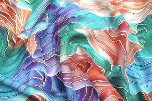 Tissu Gabardine Viscose Imprimé Séïsme Vert et Violet de Qualité, Tissu au mètre, Tissu pas cher - Alltissus.com 2