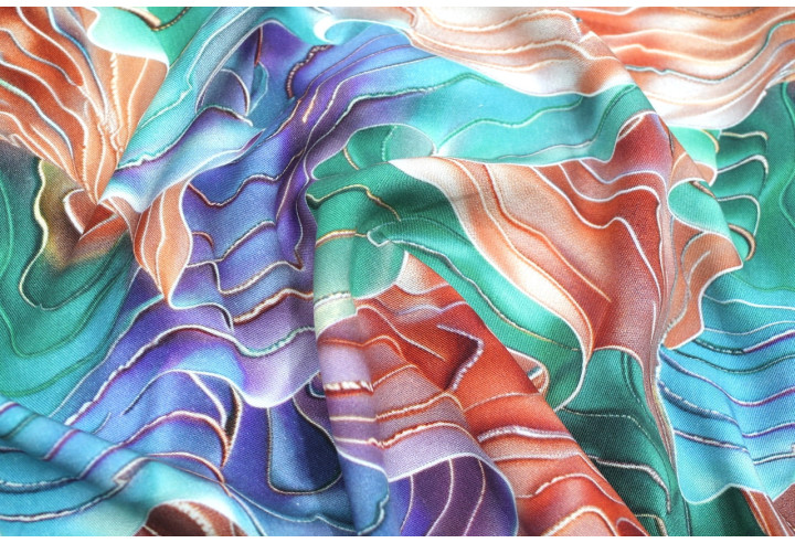 Tissu Gabardine Viscose Imprimé Séïsme Vert et Violet de Qualité, Tissu au mètre, Tissu pas cher - Alltissus.com