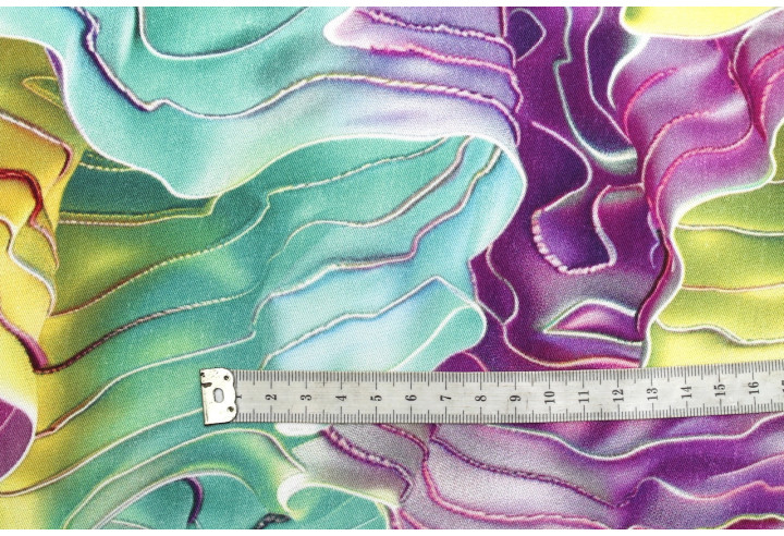 Tissu Gabardine Viscose Imprimé Séïsme Anis et Violet de Qualité, Tissu au mètre, Tissu pas cher - Alltissus.com