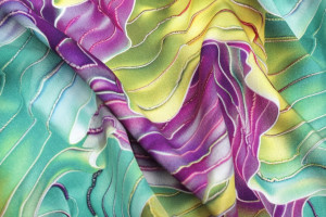 Tissu Gabardine Viscose Imprimé Séïsme Anis et Violet de Qualité, Tissu au mètre, Tissu pas cher - Alltissus.com 2