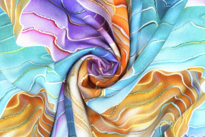 Tissu Gabardine Viscose Imprimé Séïsme Turquoise et Beige de Qualité, Tissu au mètre, Tissu pas cher - Alltissus.com