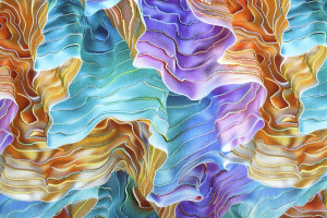 Tissu Gabardine Viscose Imprimé Séïsme Turquoise et Beige de Qualité, Tissu au mètre, Tissu pas cher - Alltissus.com 2
