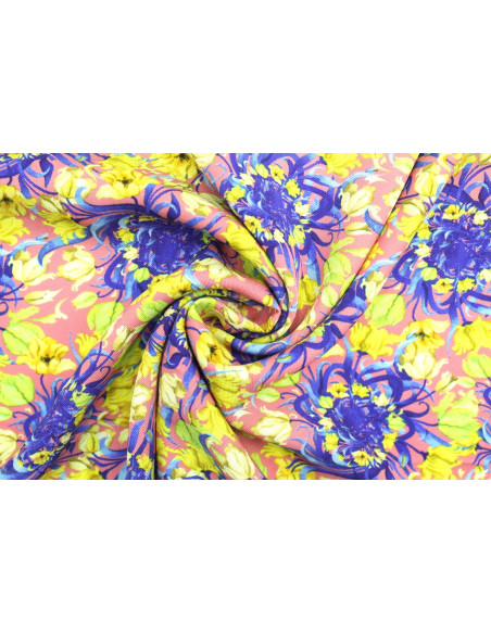 Tissu Gabardine Viscose Imprimé Corbeille de fleurs Rose de Qualité, Tissu au mètre, Tissu pas cher - Alltissus.com