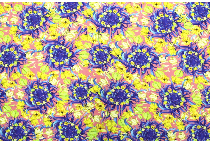 Tissu Gabardine Viscose Imprimé Corbeille de fleurs Rose de Qualité, Tissu au mètre, Tissu pas cher - Alltissus.com