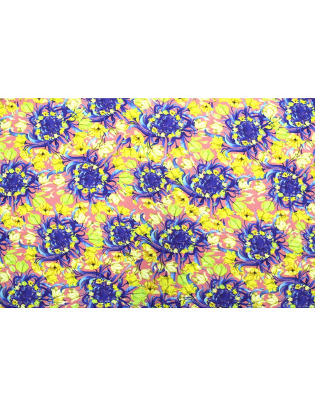 Tissu Gabardine Viscose Imprimé Corbeille de fleurs Rose de Qualité, Tissu au mètre, Tissu pas cher - Alltissus.com