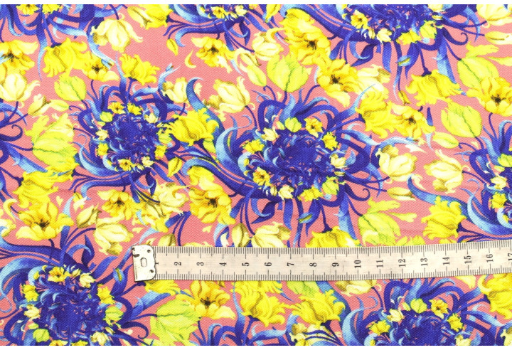 Tissu Gabardine Viscose Imprimé Corbeille de fleurs Rose de Qualité, Tissu au mètre, Tissu pas cher - Alltissus.com