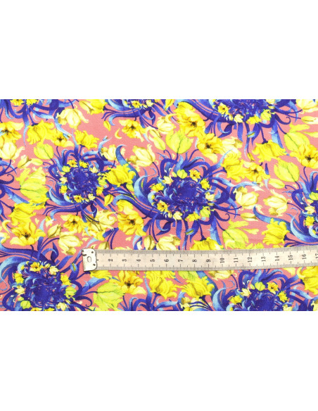 Tissu Gabardine Viscose Imprimé Corbeille de fleurs Rose de Qualité, Tissu au mètre, Tissu pas cher - Alltissus.com