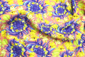 Tissu Gabardine Viscose Imprimé Corbeille de fleurs Rose de Qualité, Tissu au mètre, Tissu pas cher - Alltissus.com 2