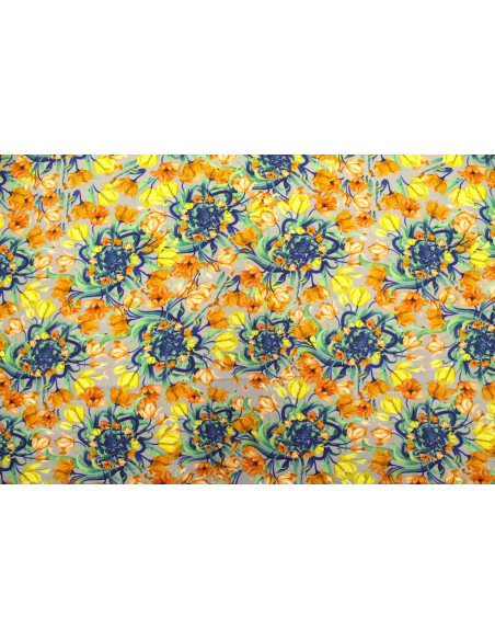 Tissu Gabardine Viscose Imprimé Corbeille de fleurs Gris de Qualité, Tissu au mètre, Tissu pas cher - Alltissus.com