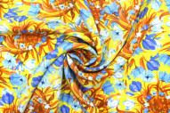 Tissu Gabardine Viscose Imprimé Corbeille de fleurs Jaune de Qualité, Tissu au mètre, Tissu pas cher - Alltissus.com