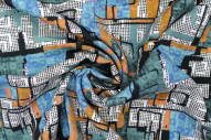 Tissu Gabardine Viscose Imprimé Figures Bleu de Qualité, Tissu au mètre, Tissu pas cher - Alltissus.com
