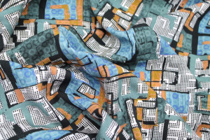 Tissu Gabardine Viscose Imprimé Figures Bleu de Qualité, Tissu au mètre, Tissu pas cher - Alltissus.com 2
