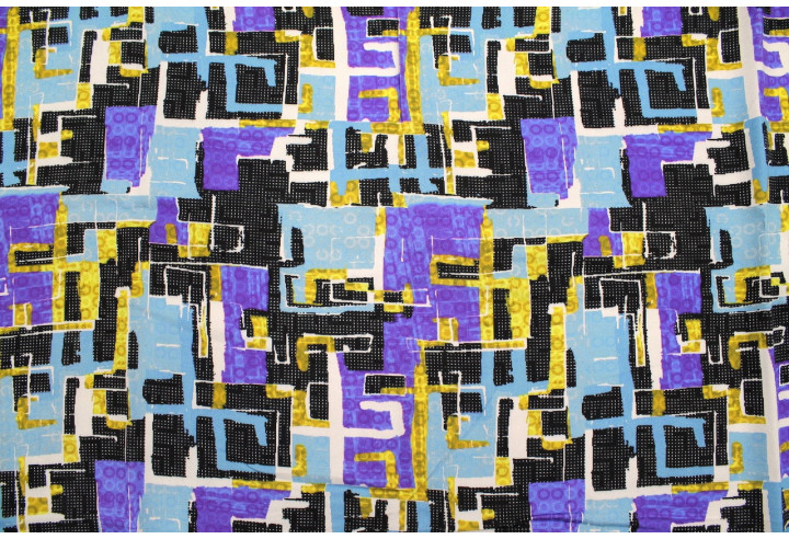 Tissu Gabardine Viscose Imprimé Figures Ciel et Violet de Qualité, Tissu au mètre, Tissu pas cher - Alltissus.com