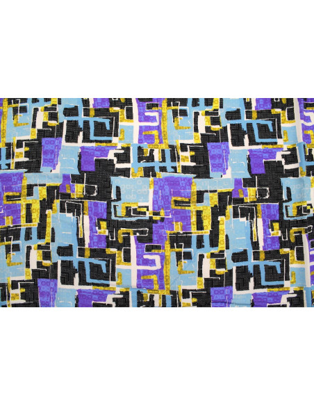 Tissu Gabardine Viscose Imprimé Figures Ciel et Violet de Qualité, Tissu au mètre, Tissu pas cher - Alltissus.com