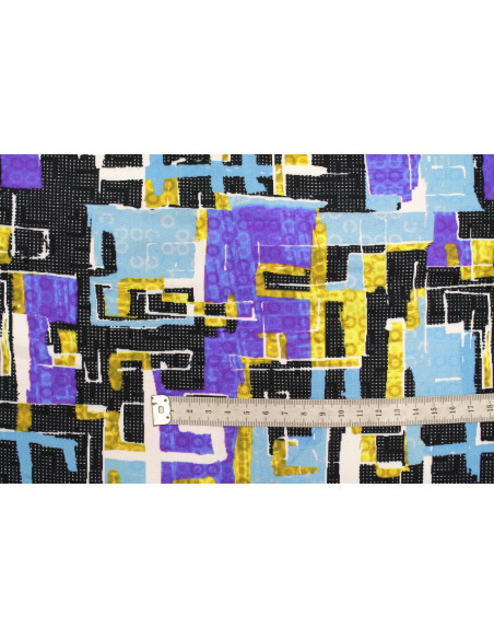 Tissu Gabardine Viscose Imprimé Figures Ciel et Violet de Qualité, Tissu au mètre, Tissu pas cher - Alltissus.com
