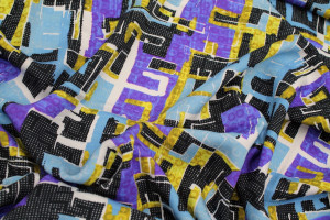 Tissu Gabardine Viscose Imprimé Figures Ciel et Violet de Qualité, Tissu au mètre, Tissu pas cher - Alltissus.com 2