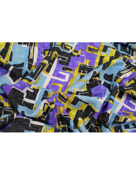 Tissu Gabardine Viscose Imprimé Figures Ciel et Violet de Qualité, Tissu au mètre, Tissu pas cher - Alltissus.com