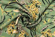 Tissu Gabardine Viscose Imprimé Fleur Limone Vert de Qualité, Tissu au mètre, Tissu pas cher - Alltissus.com