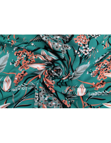Tissu Gabardine Viscose Imprimé Fleur Limone Canard de Qualité, Tissu au mètre, Tissu pas cher - Alltissus.com