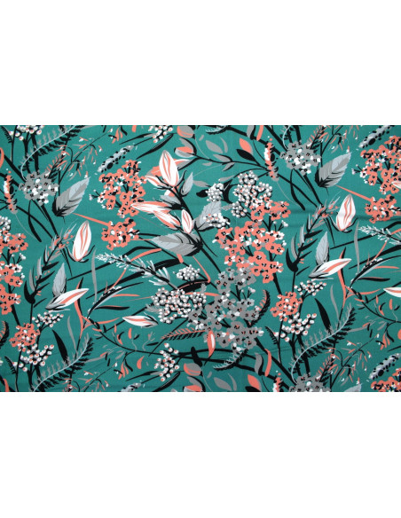Tissu Gabardine Viscose Imprimé Fleur Limone Canard de Qualité, Tissu au mètre, Tissu pas cher - Alltissus.com