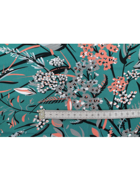 Tissu Gabardine Viscose Imprimé Fleur Limone Canard de Qualité, Tissu au mètre, Tissu pas cher - Alltissus.com