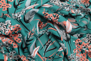 Tissu Gabardine Viscose Imprimé Fleur Limone Canard de Qualité, Tissu au mètre, Tissu pas cher - Alltissus.com 2
