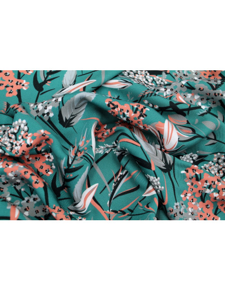 Tissu Gabardine Viscose Imprimé Fleur Limone Canard de Qualité, Tissu au mètre, Tissu pas cher - Alltissus.com