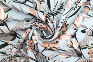 Tissu Gabardine Viscose Imprimé Fleur Limone Ciel de Qualité, Tissu au mètre, Tissu pas cher - Alltissus.com