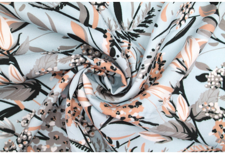 Tissu Gabardine Viscose Imprimé Fleur Limone Ciel de Qualité, Tissu au mètre, Tissu pas cher - Alltissus.com