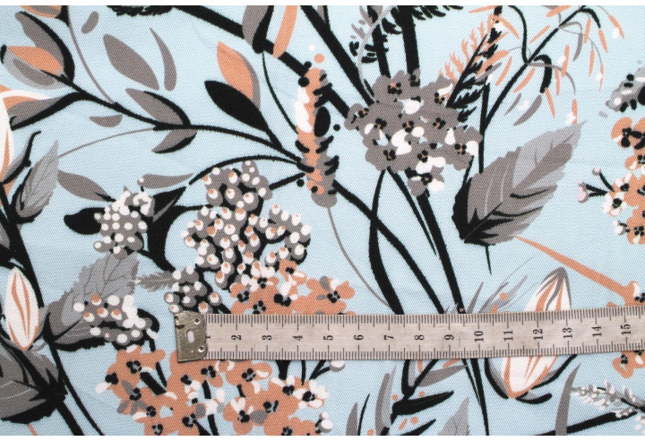 Tissu Gabardine Viscose Imprimé Fleur Limone Ciel de Qualité, Tissu au mètre, Tissu pas cher - Alltissus.com