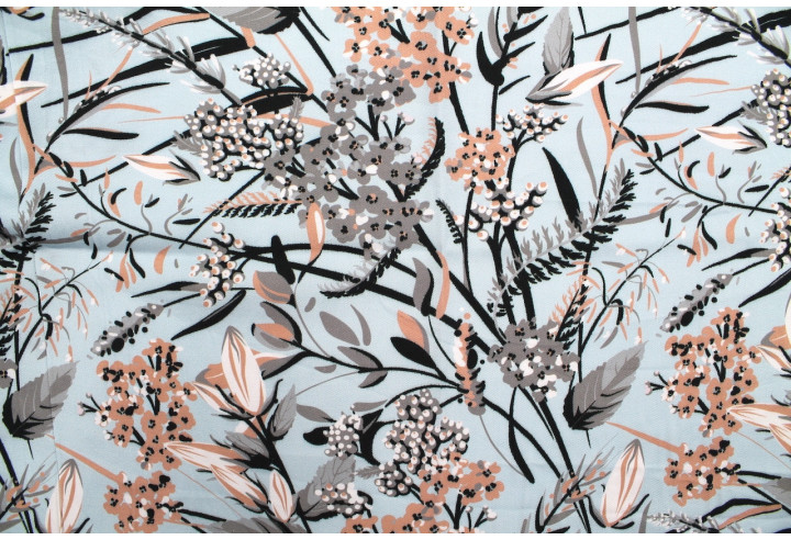 Tissu Gabardine Viscose Imprimé Fleur Limone Ciel de Qualité, Tissu au mètre, Tissu pas cher - Alltissus.com