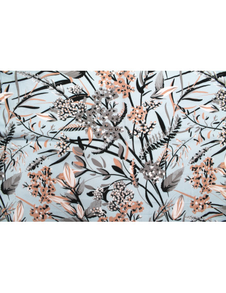 Tissu Gabardine Viscose Imprimé Fleur Limone Ciel de Qualité, Tissu au mètre, Tissu pas cher - Alltissus.com