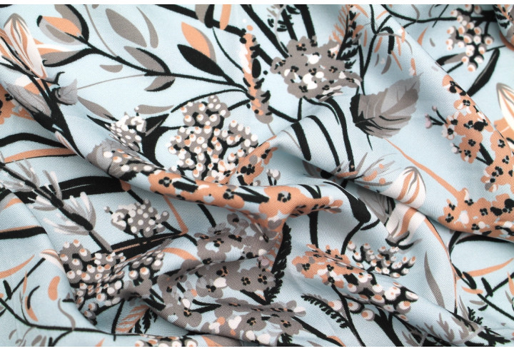 Tissu Gabardine Viscose Imprimé Fleur Limone Ciel de Qualité, Tissu au mètre, Tissu pas cher - Alltissus.com