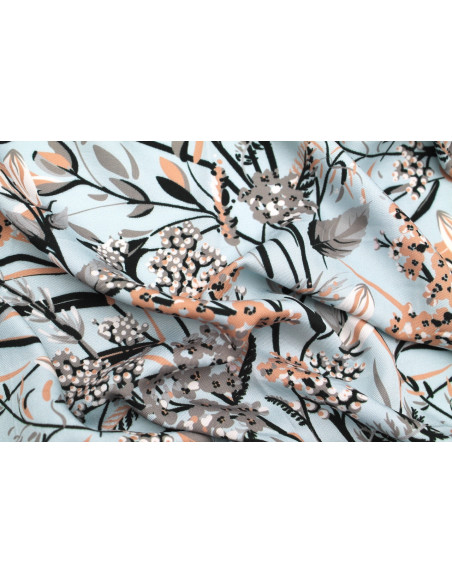 Tissu Gabardine Viscose Imprimé Fleur Limone Ciel de Qualité, Tissu au mètre, Tissu pas cher - Alltissus.com