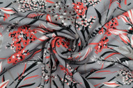 Tissu Gabardine Viscose Imprimé Fleur Limone Gris de Qualité, Tissu au mètre, Tissu pas cher - Alltissus.com