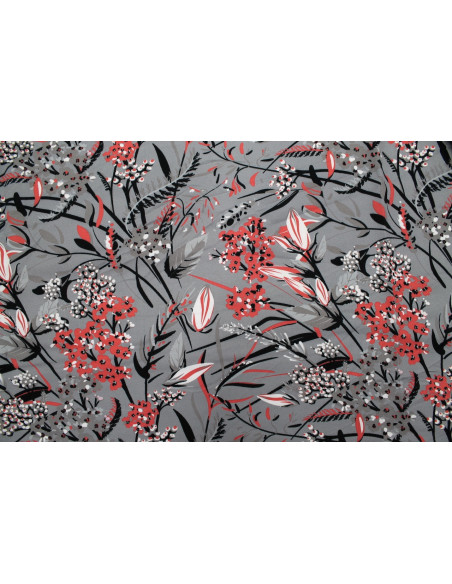 Tissu Gabardine Viscose Imprimé Fleur Limone Gris de Qualité, Tissu au mètre, Tissu pas cher - Alltissus.com