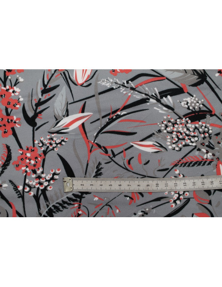 Tissu Gabardine Viscose Imprimé Fleur Limone Gris de Qualité, Tissu au mètre, Tissu pas cher - Alltissus.com