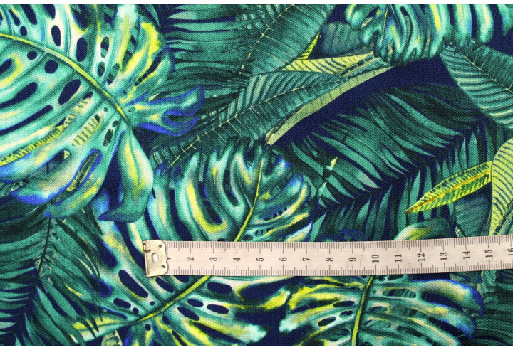 Tissu Gabardine Viscose Imprimé Fond Marine Palm Vert de Qualité, Tissu au mètre, Tissu pas cher - Alltissus.com
