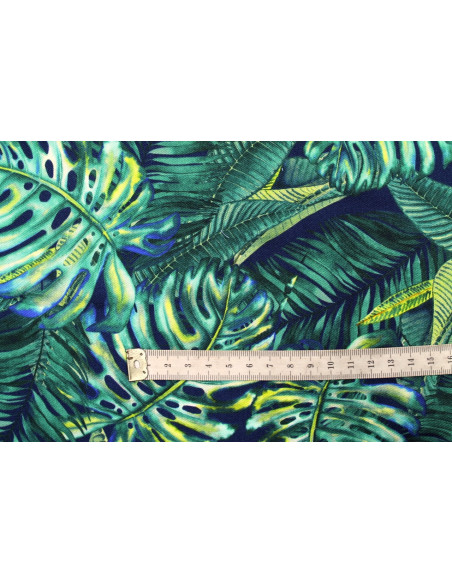 Tissu Gabardine Viscose Imprimé Fond Marine Palm Vert de Qualité, Tissu au mètre, Tissu pas cher - Alltissus.com