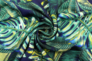 Tissu Gabardine Viscose Imprimé Fond Marine Palm Vert de Qualité, Tissu au mètre, Tissu pas cher - Alltissus.com