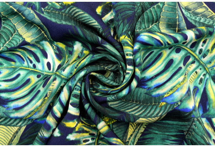 Tissu Gabardine Viscose Imprimé Fond Marine Palm Vert de Qualité, Tissu au mètre, Tissu pas cher - Alltissus.com
